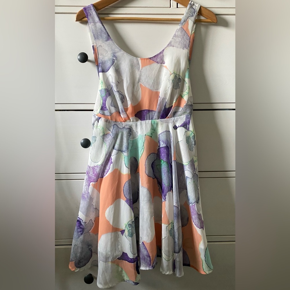 Murua Multicoloured Abstract Watercolour Tie Back Dress Free Size